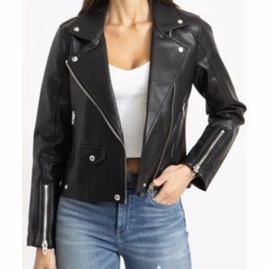Leather Biker Jacket Michael Kors
